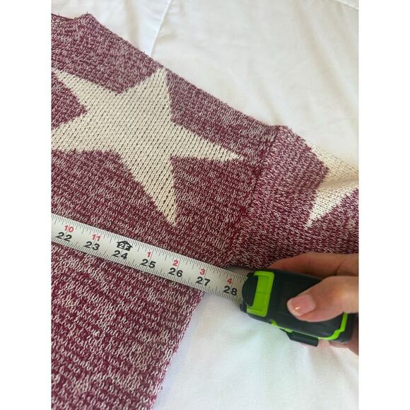 SHEIN Maroon White Star Knit Cropped Sweater Size L - Picture 7 of 7